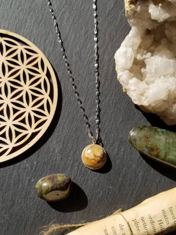 Collier cabochon jaspe paysage