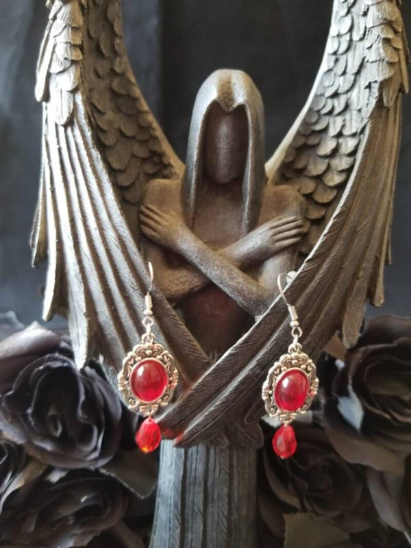 Boucles d'oreilles verre rouge