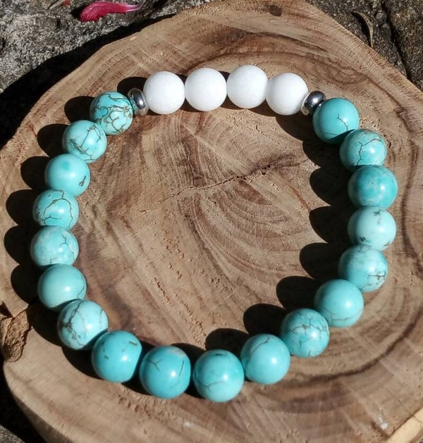 Bracelet turquoise & agate blanche