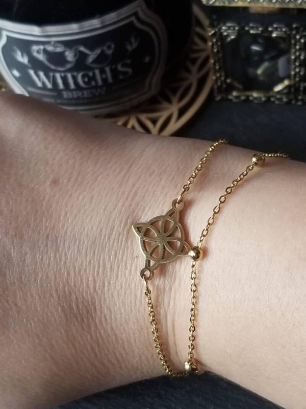 Bracelet double doré nœud de sorcière