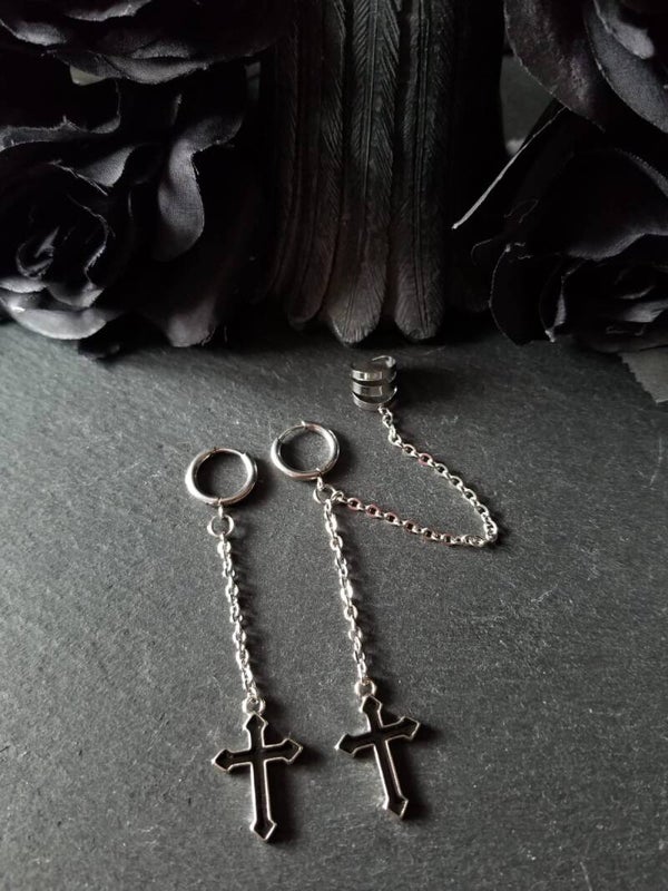 Créoles chaines croix noires