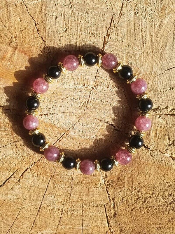 Bracelet "anti-stress" tourmaline & lépidolite