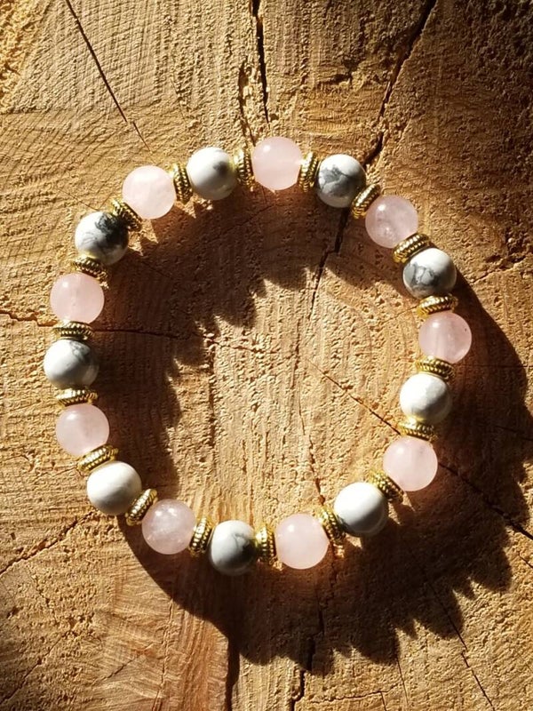 Bracelet "apaisement" howlite & quartz rose