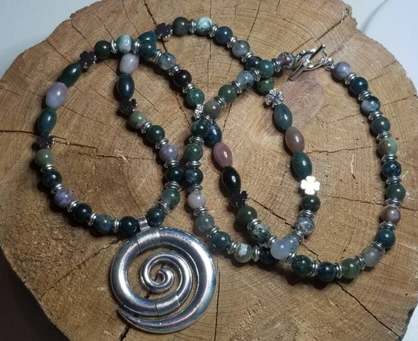 Sautoir spirale agate indienne