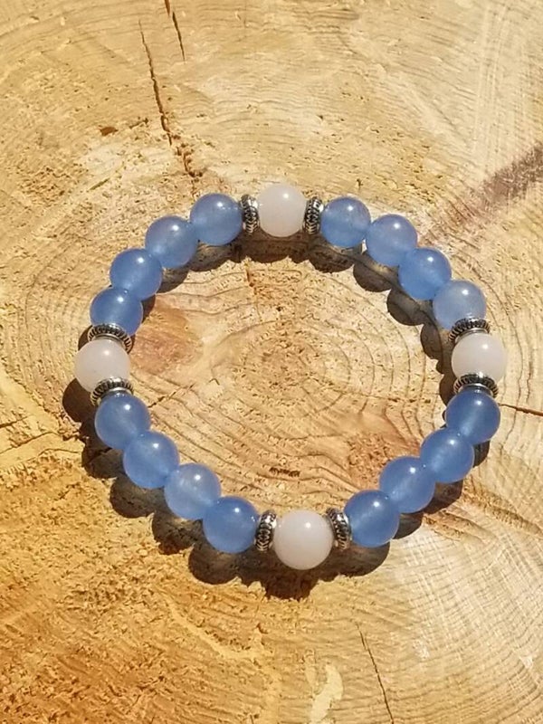 Bracelet jade blanc & jade bleu