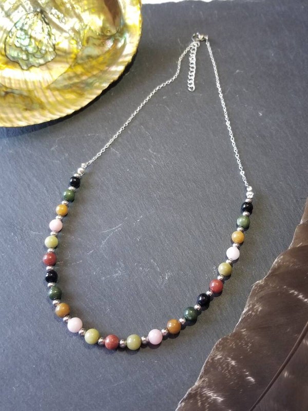 Collier jade multicolore