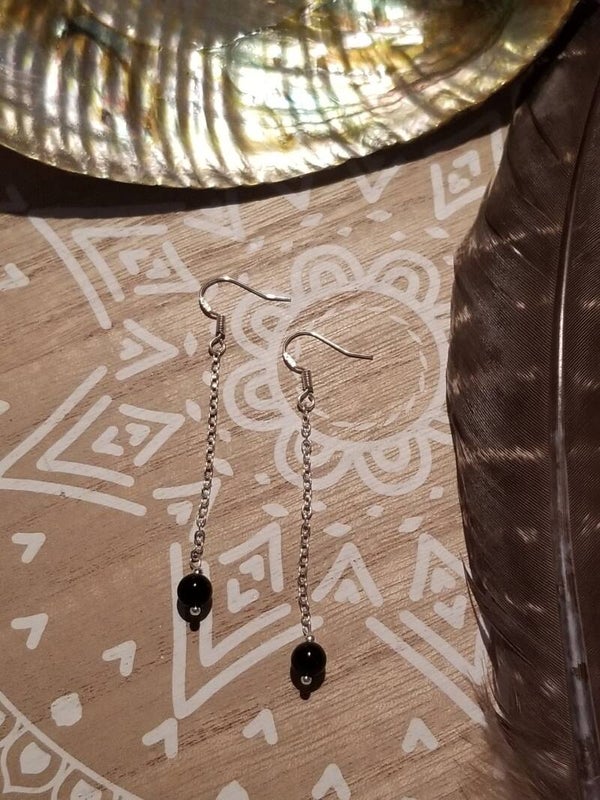 Boucles d'oreilles jade noir