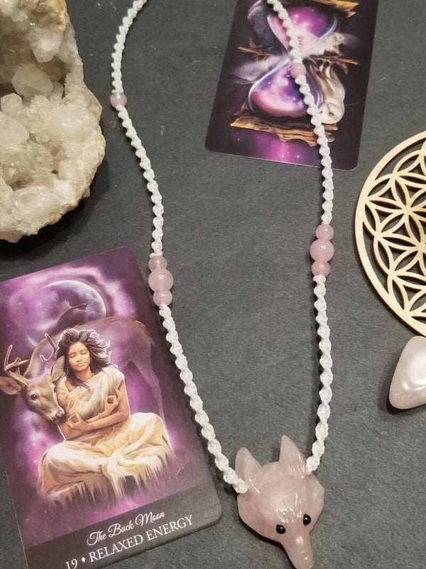 Collier loup quartz rose
