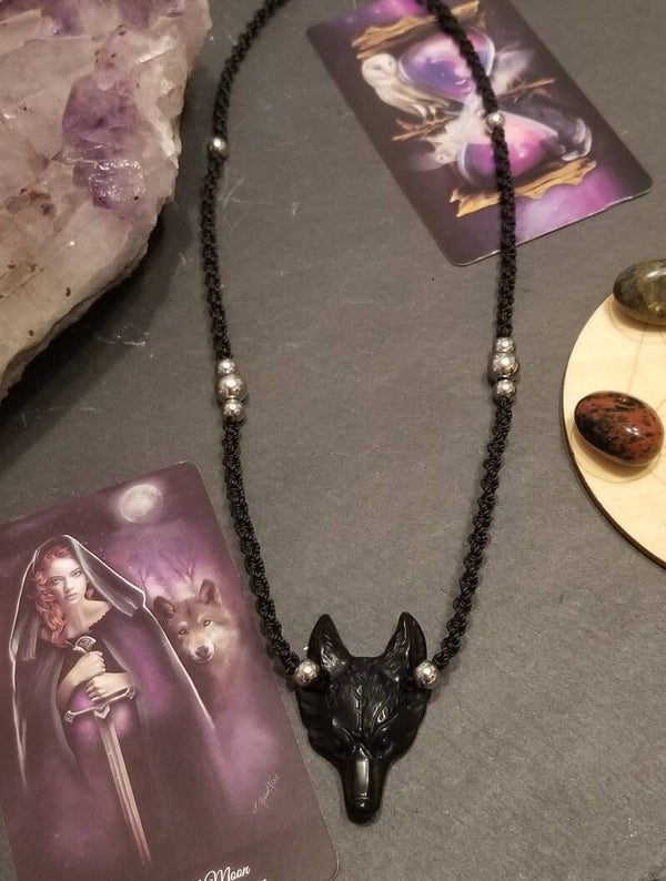Collier loup obsidienne