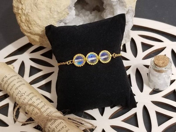 Bracelet fin cristal irisé aqua aura
