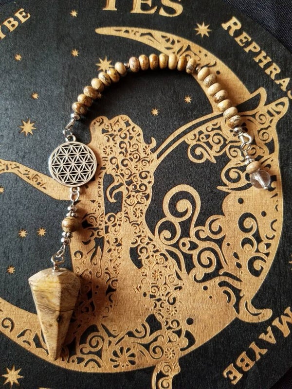 Pendule modulable en collier jaspe paysage