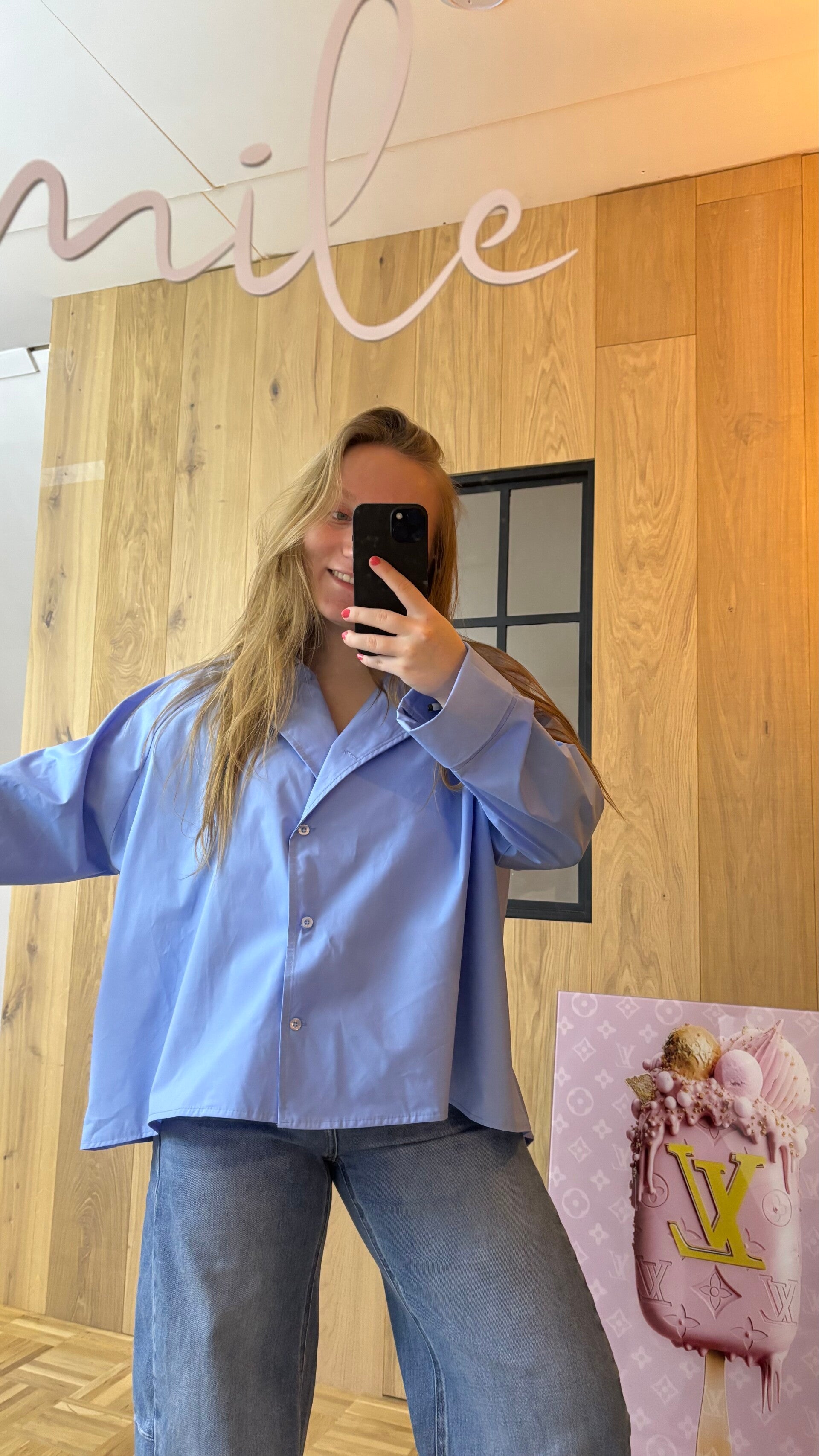 Sky blue oversized blouse - ONE SIZE