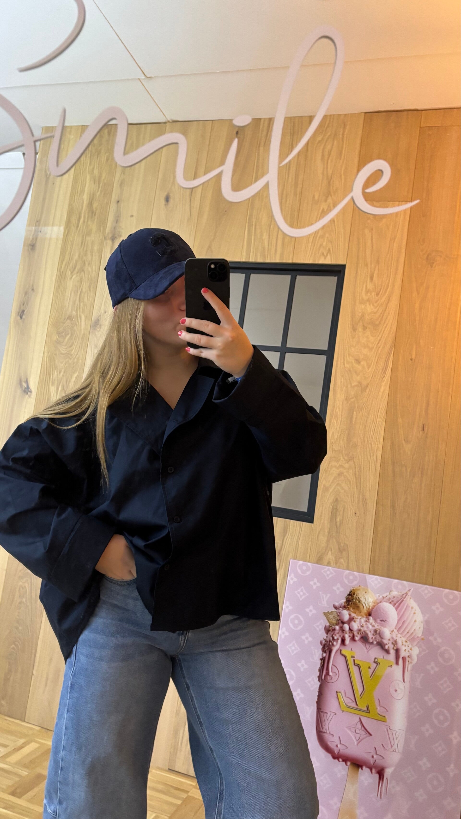 Dark blue oversized blouse - ONE SIZE