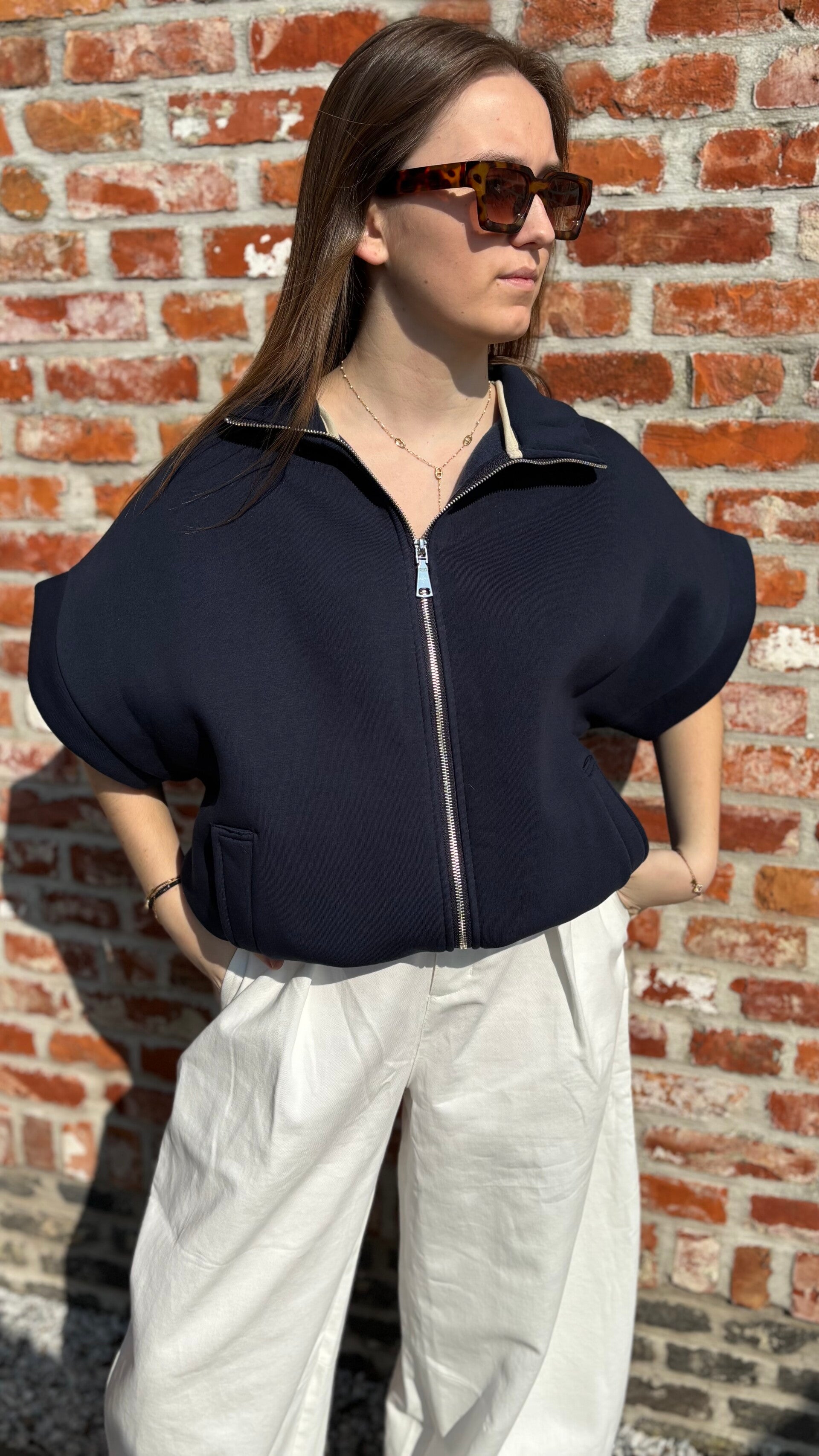 City zip vest - navy