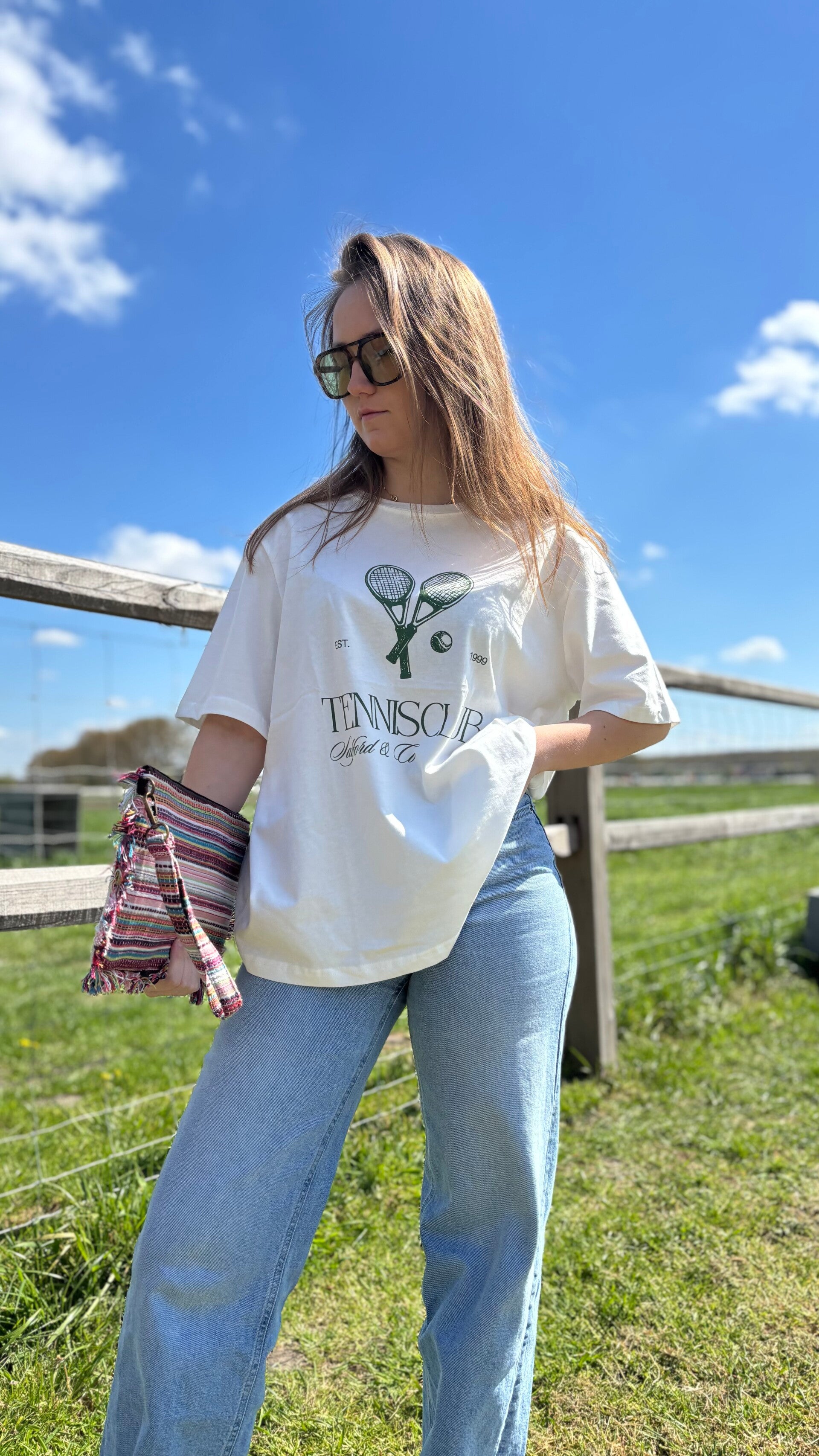 Oversized T-shirt with print – white