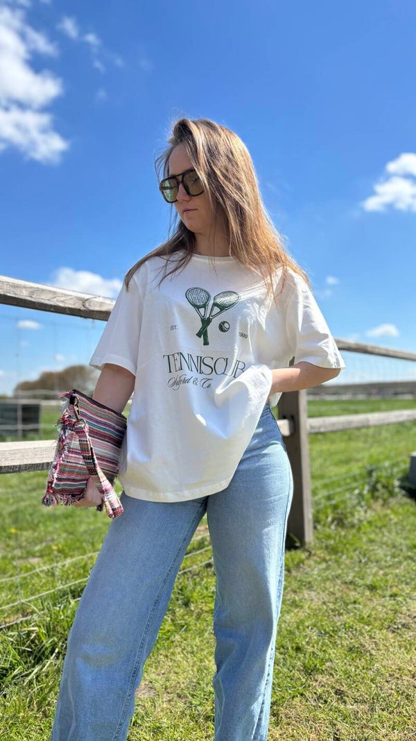 Oversized T-shirt with print – white
