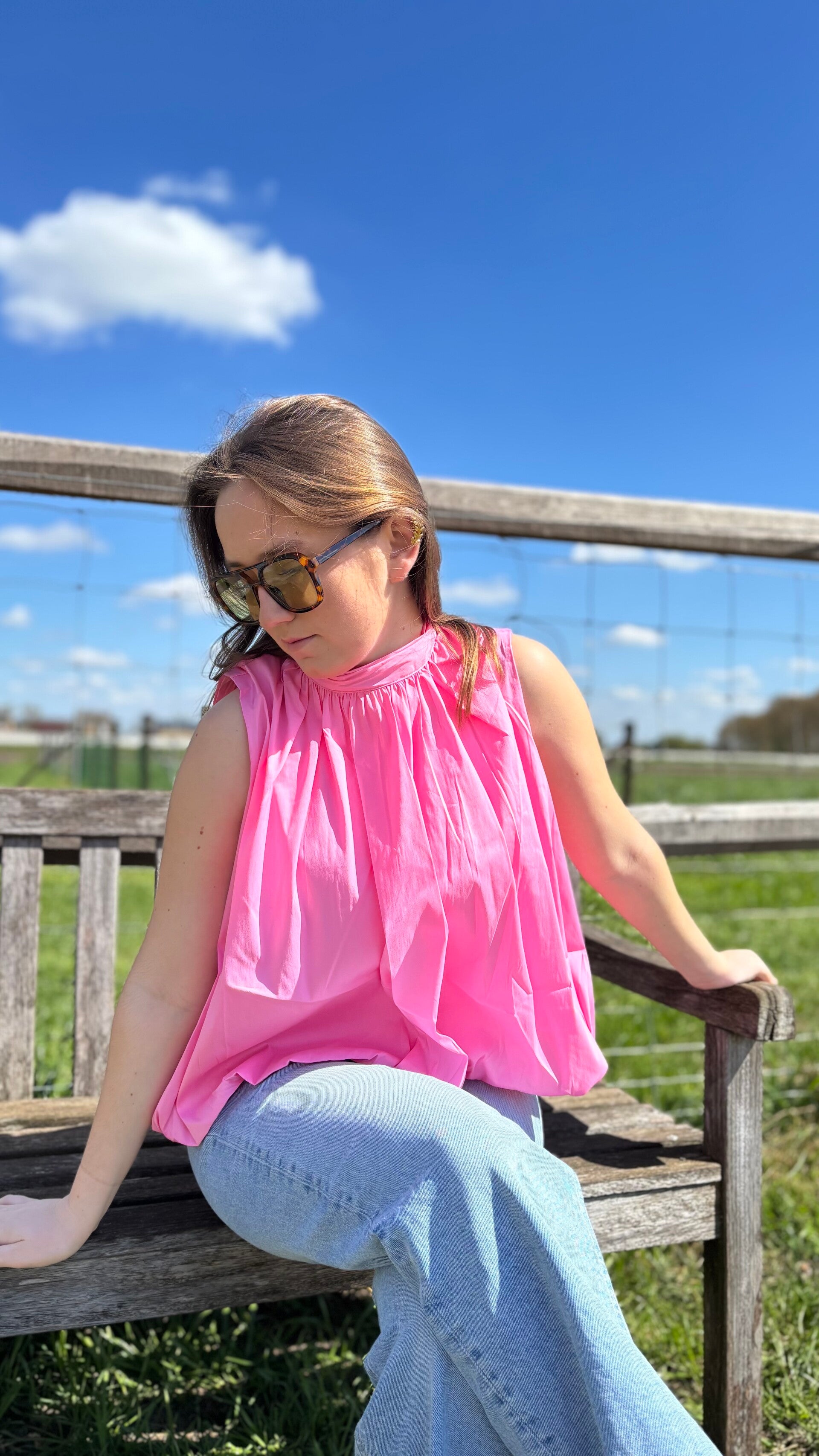 Sleeveless top with open back