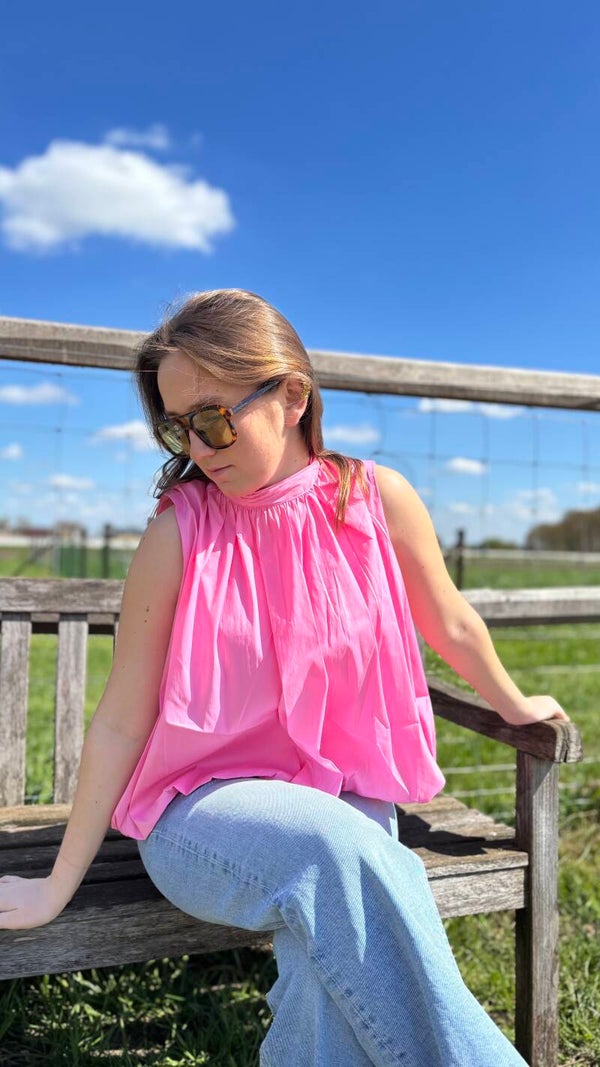 Sleeveless top with open back