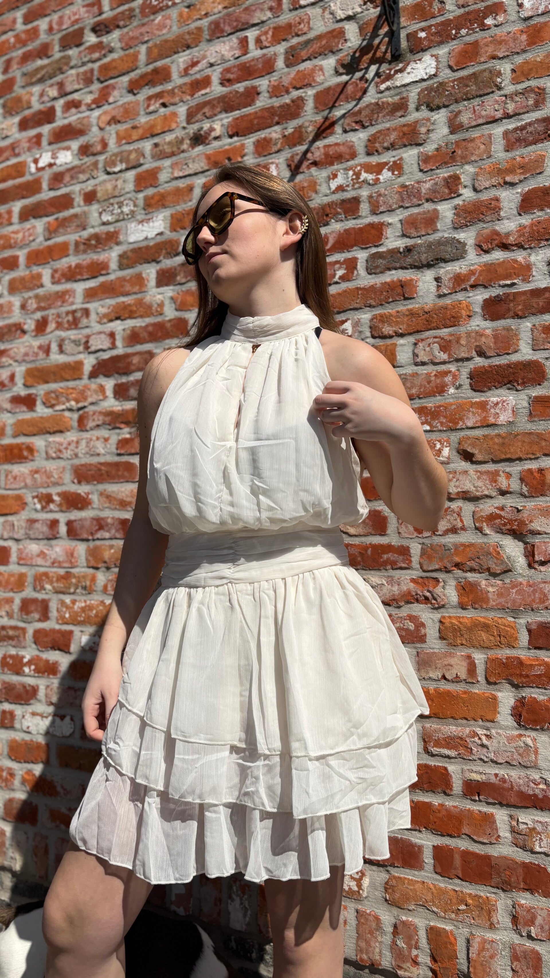 Sleeveless voile dress - Écru