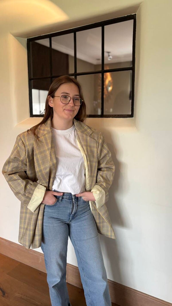 Oversized blazer - Yellow plaid