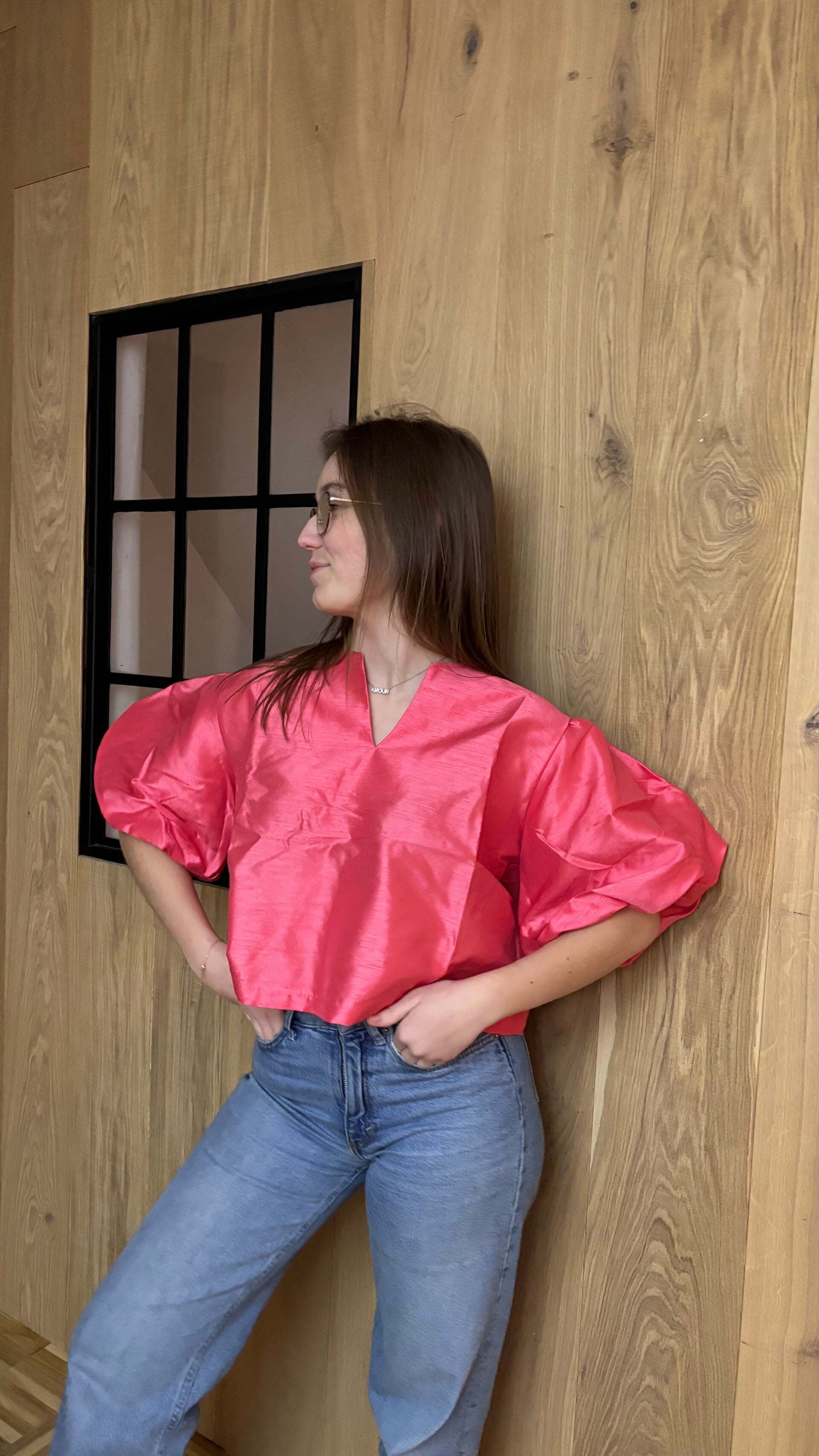 Puff sleeve coral - ONE SIZE