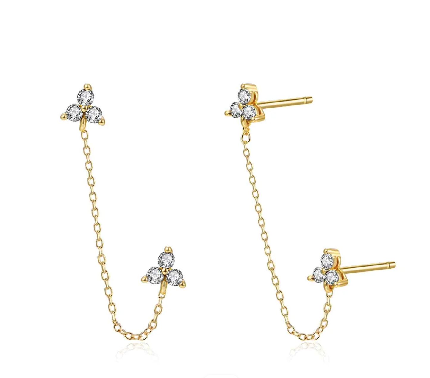 OORSTEEKJES MET DIAMANTEN BLOEMEN