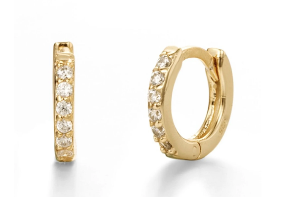 MINI DIAMOND HOOP GOLD