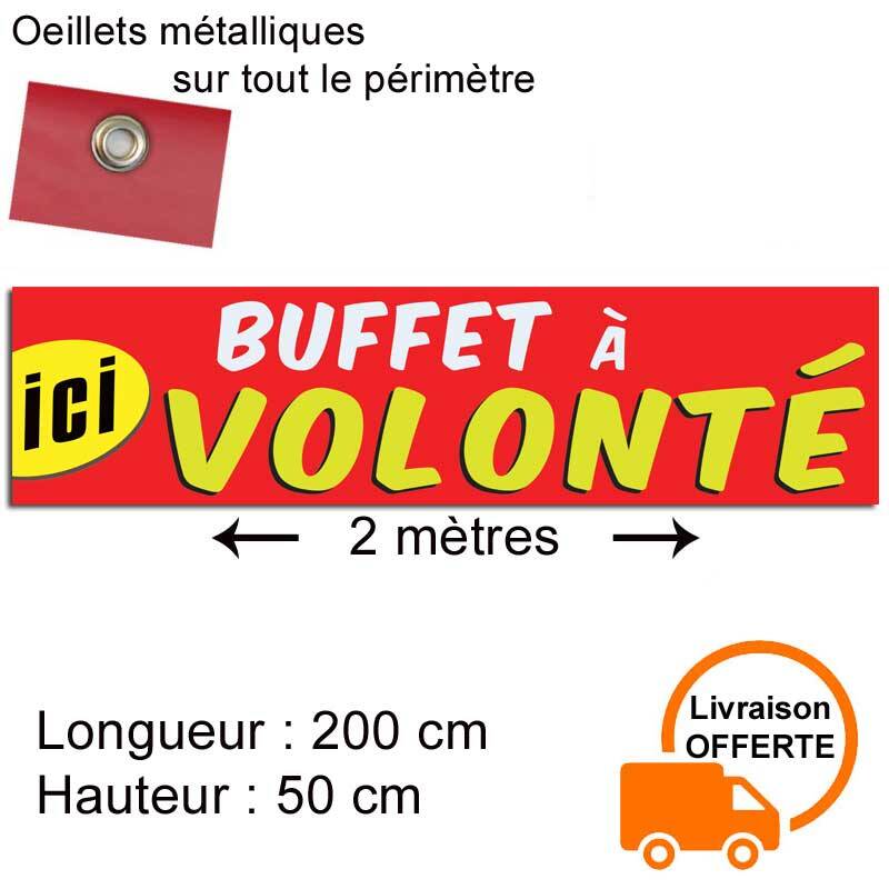 bache imprimée buffet à volonté 2 mètres pas cher