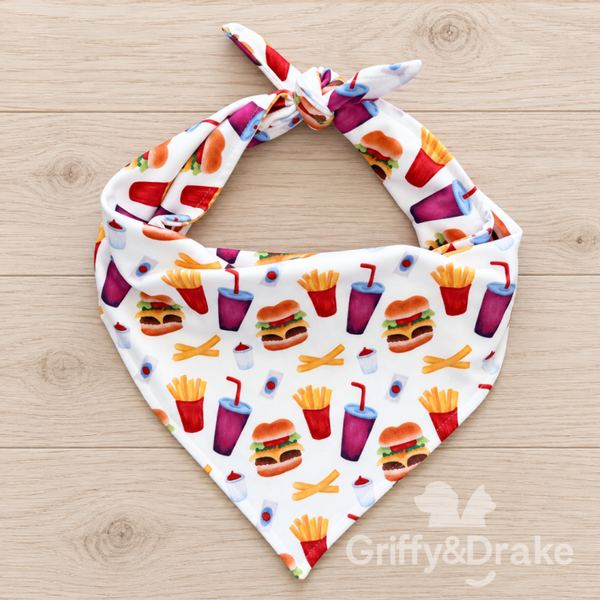 Barking For Burgers Bandana or Ruffle Bandana
