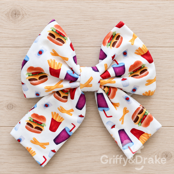 Barking For Burgers Sailor Bow or Bow Tie