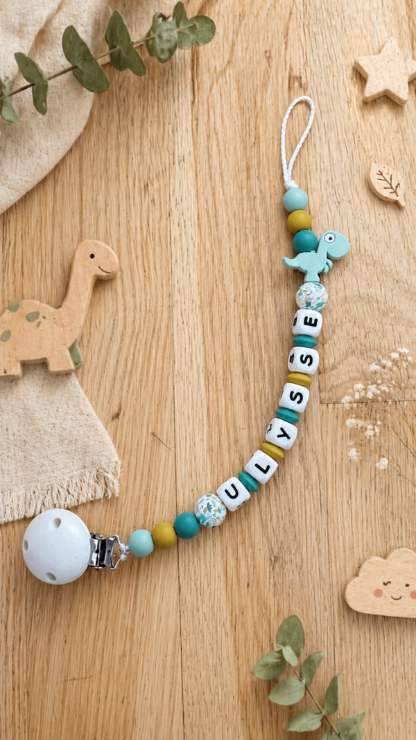 Attache tétine silicone - Dinosaure