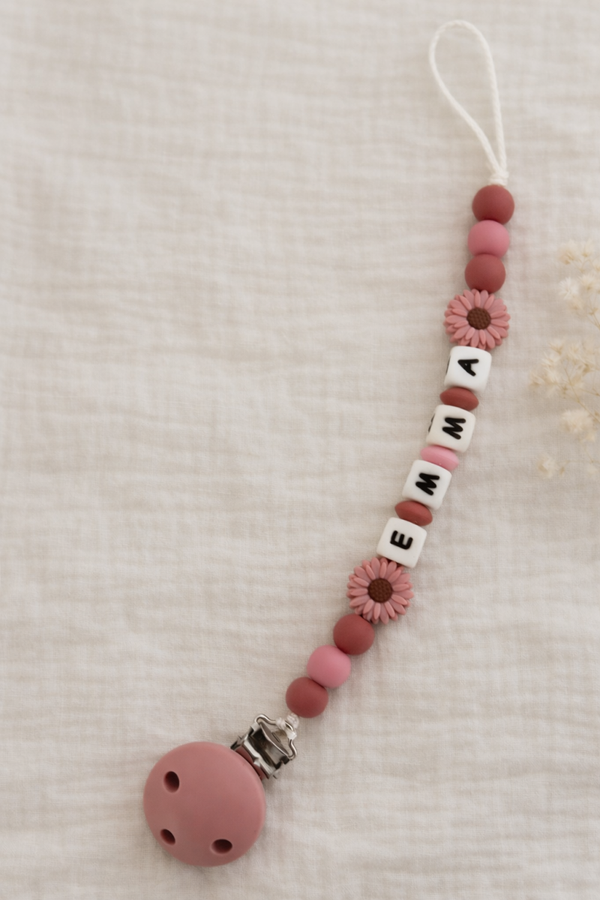 Attache tétine silicone - Marguerite x2