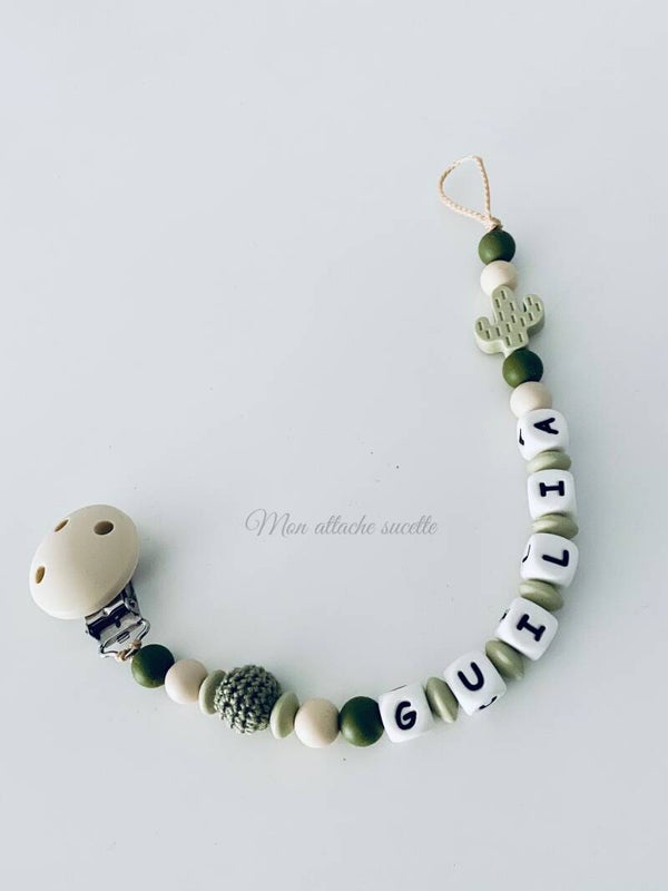 Attache tétine silicone - Cactus