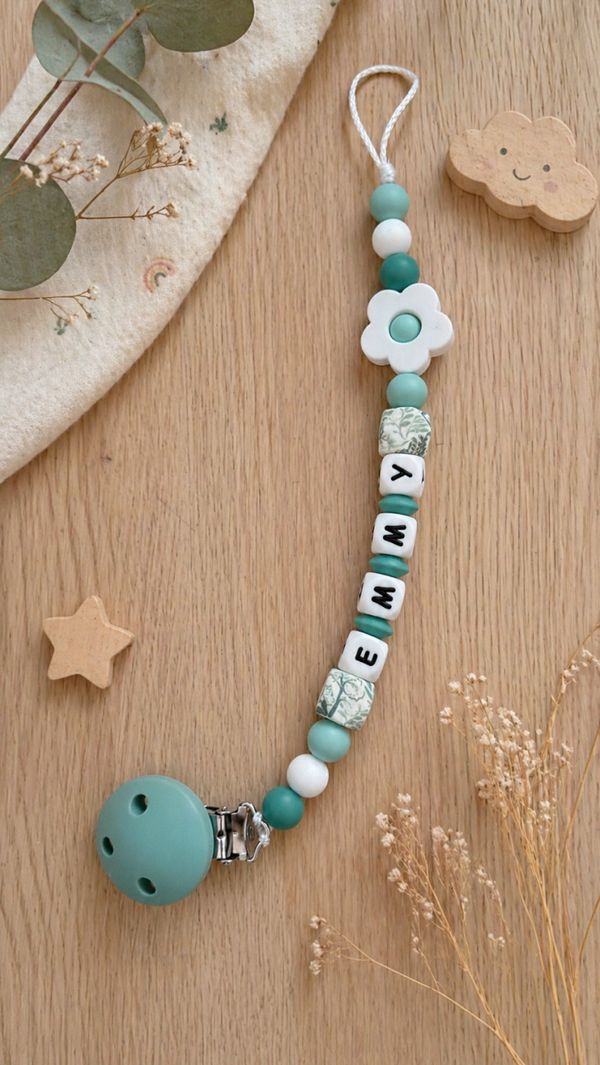 Attache tétine silicone - Fleur