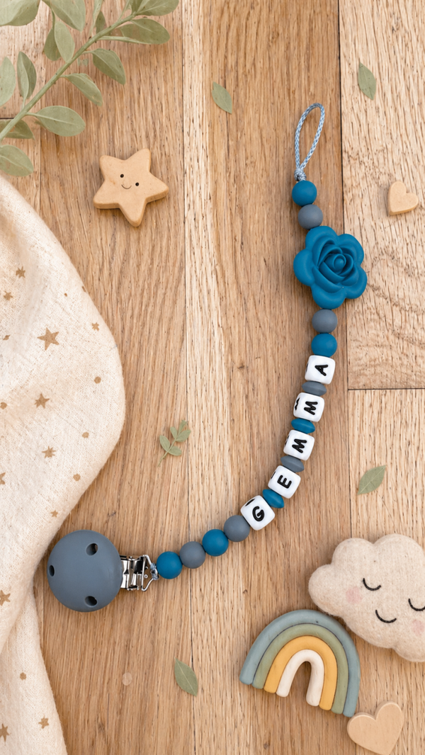 Attache tétine silicone - Fleur