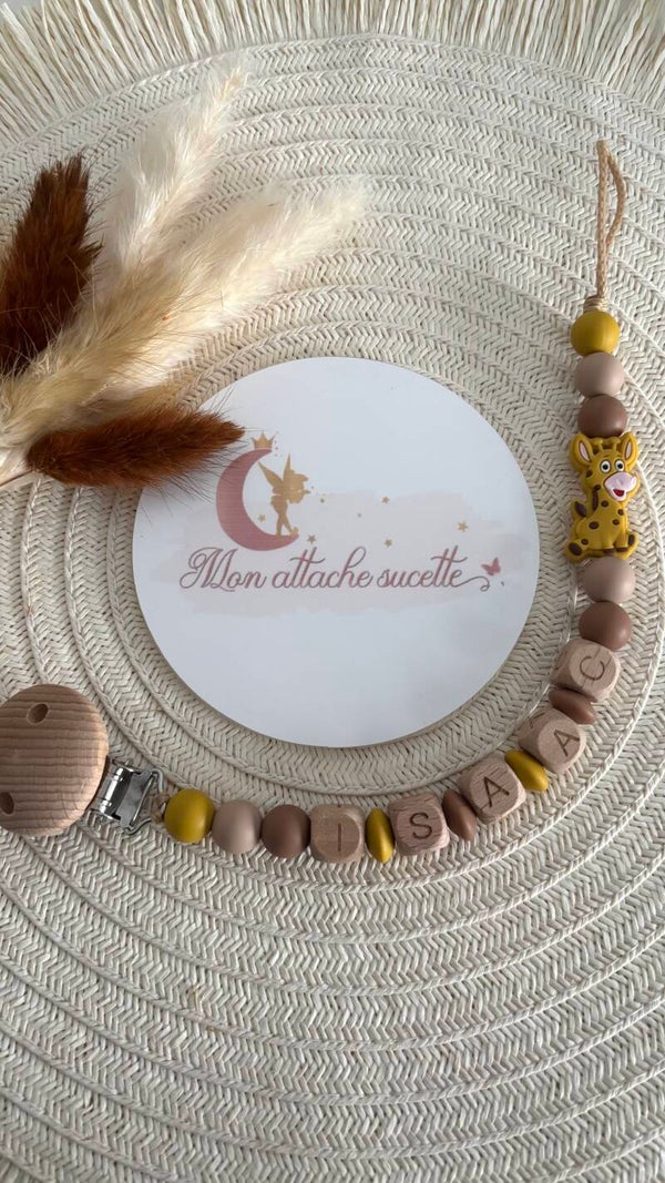 Attache tétine silicone - Girafe