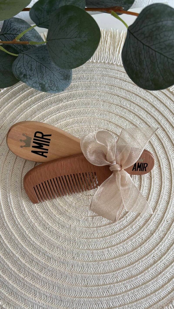 Ensemble brosse et peigne avec pochon personnalisé