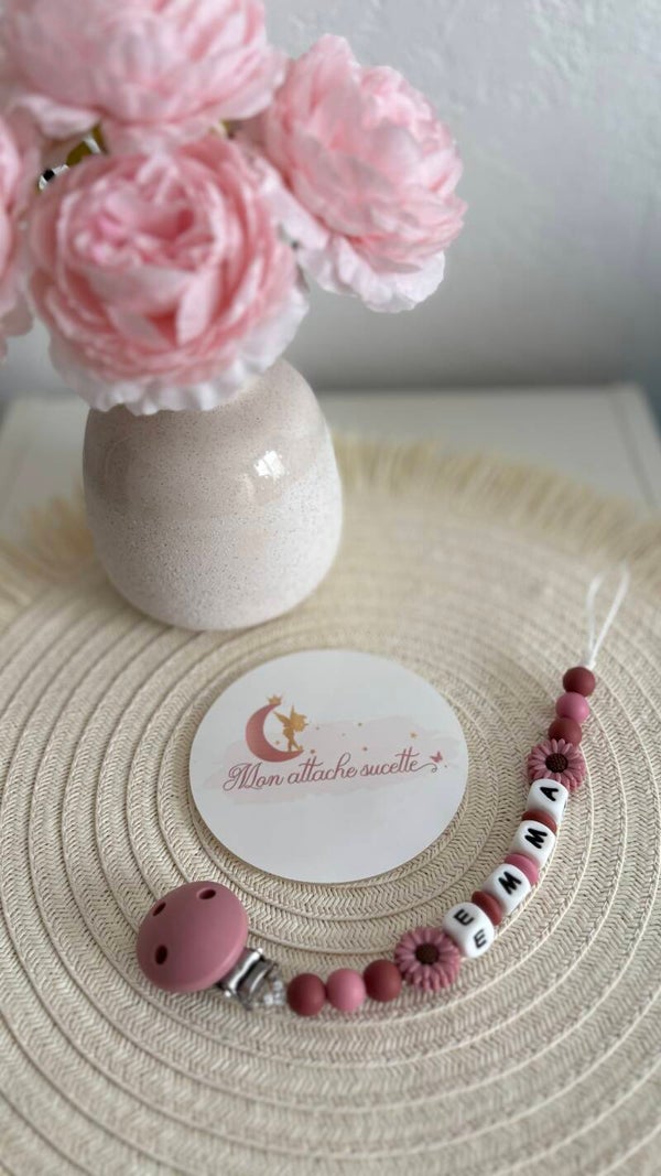 Attache tétine silicone - Marguerite x2