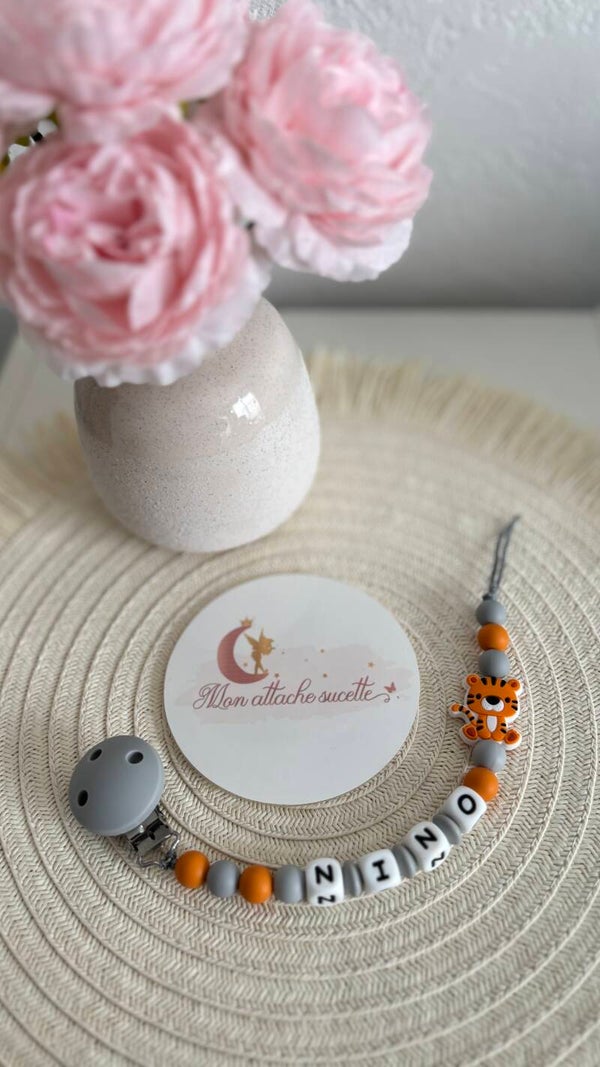 Attache tétine silicone - Tigre