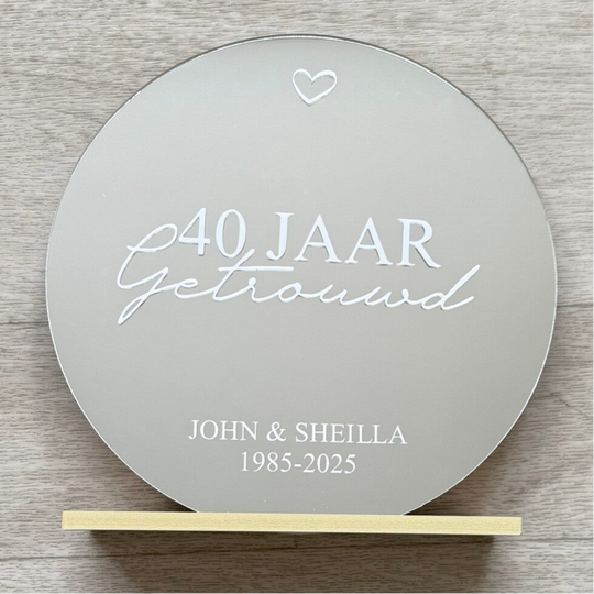Spiegel met tekst - 40 jaar getrouwd