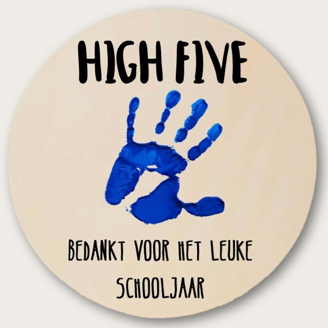 Houten bord High Five Juf/Meester