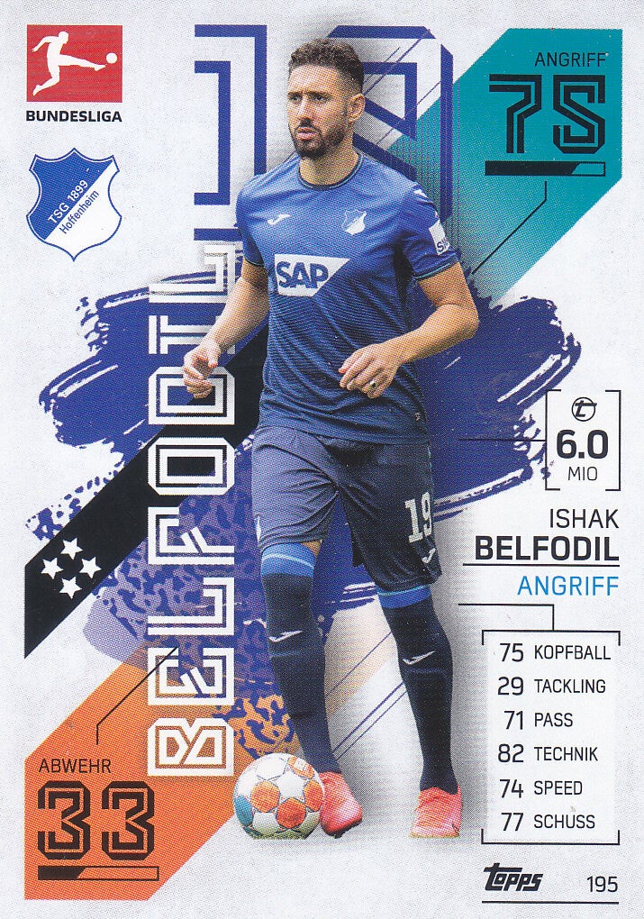 Ishak Belfodil TSG Hoffenheim Topps Match Attax 2021 Basis Karte Nr.195