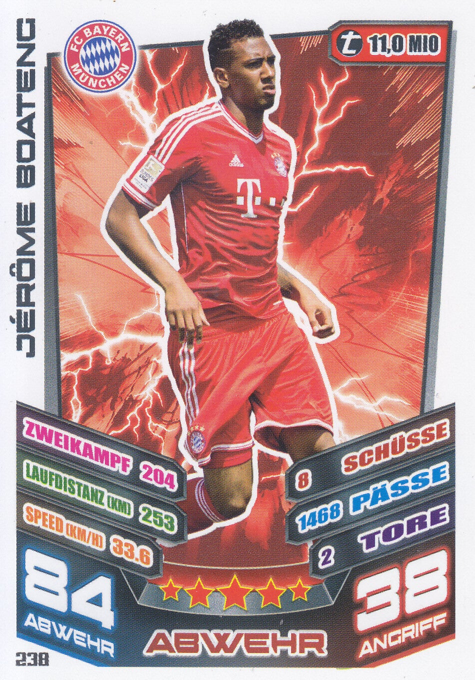 Jerome Boateng / FC Bayern München / Topps Match Attax 2013 / Basis Karte / Nr. 238