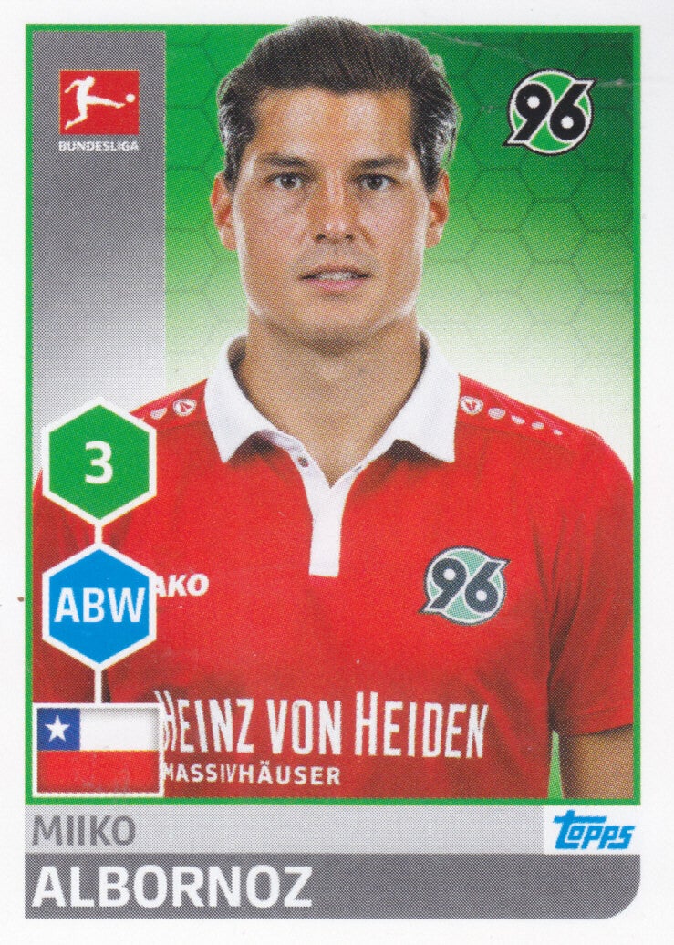 Miiko Albornoz / Hannover 96 / Topps Bundesliga 2017 / Basis Bild / Nr. 113