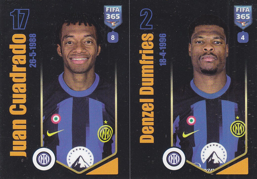 Juan Cuadrado & Denzel Dumfries / Inter Mailand / Panini Fifa 365 Jahr 2024 / Basis Doppelbild / Nr.300a 300b