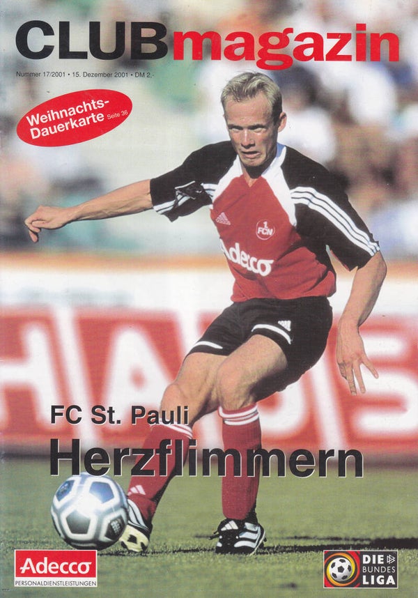 1.FCN - FC St. Pauli / Stadionheft / 15.12.2001