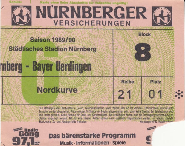 1.FCN - Bayer Uerdingen 1989/1990