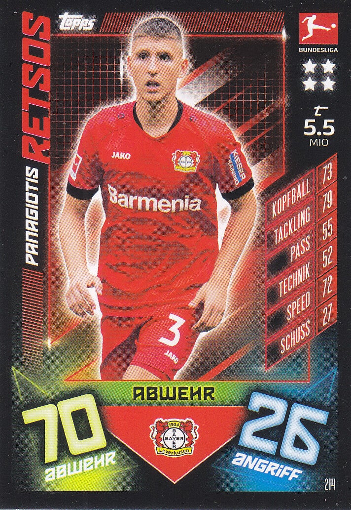 Panagiotis Retsos - Bayer 04 Leverkusen - Topps Match Attax 2019 - Basis Karte - Nr. 214