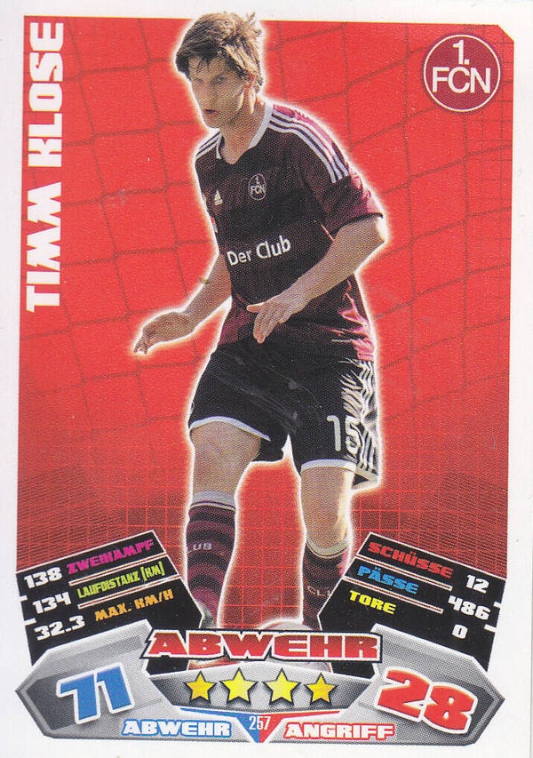 Timm Klose / 1.FC Nürnberg / Topps Match Attax 2012 / Basis Karte Nr.257