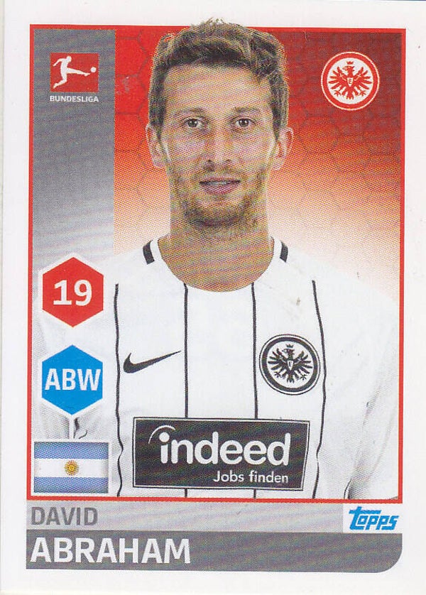 David Abraham / Eintracht Frankfurt / Topps Bundesliga 2017 / Basis Bild / Nr. 65